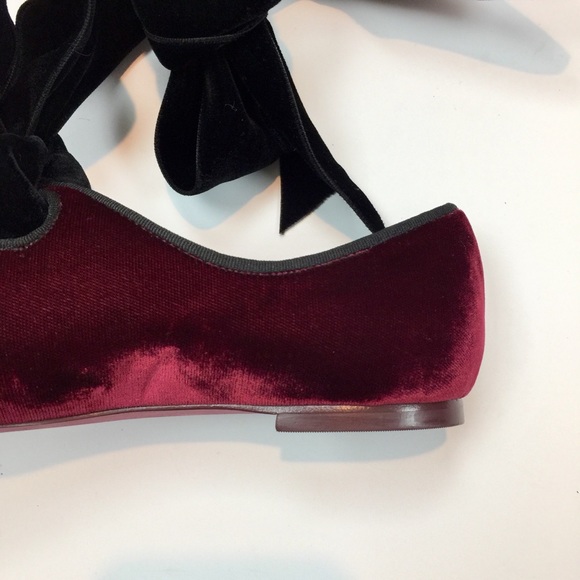 Tory Burch Bordeaux Clara Flats Red Velvet Sz 7.5 - Picture 14 of 16